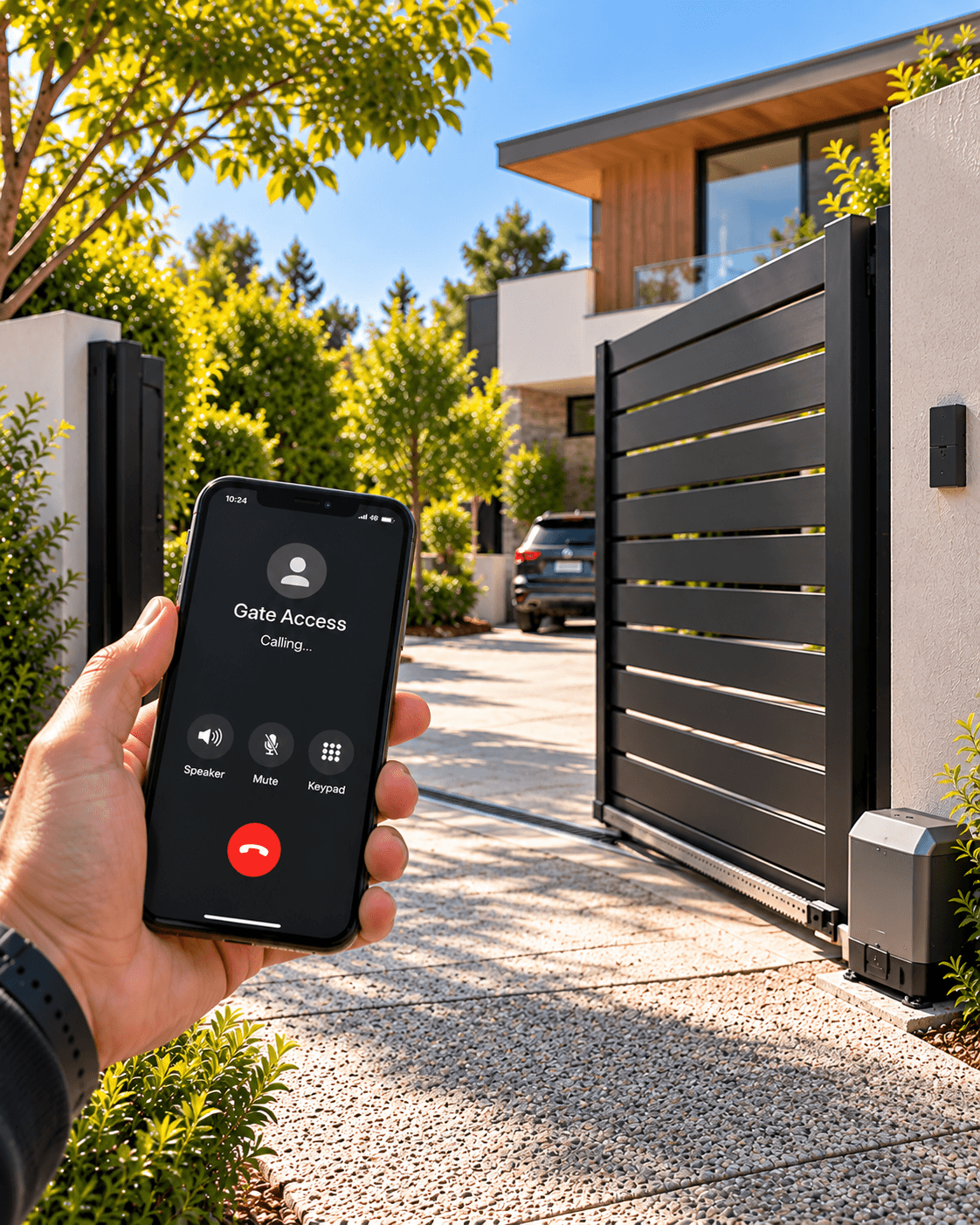 Phone-controlled automatic gate access at a Melbourne home